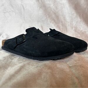 BIRKENSTOCK Boston- Black Suede Leather size US 10 EU 41 Buckle Adjustable